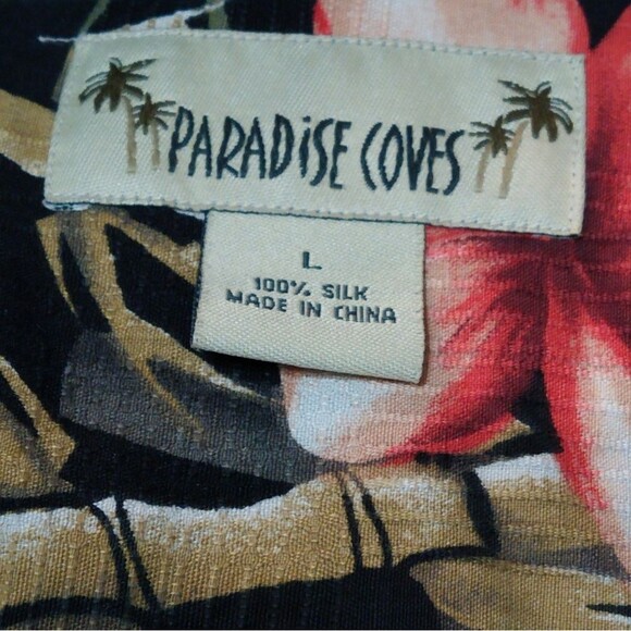 Vintage Paradise Cove 100% Silk Button-Up  Hawaiian Tropical Short Sleeve Shirt - Picture 6 of 7